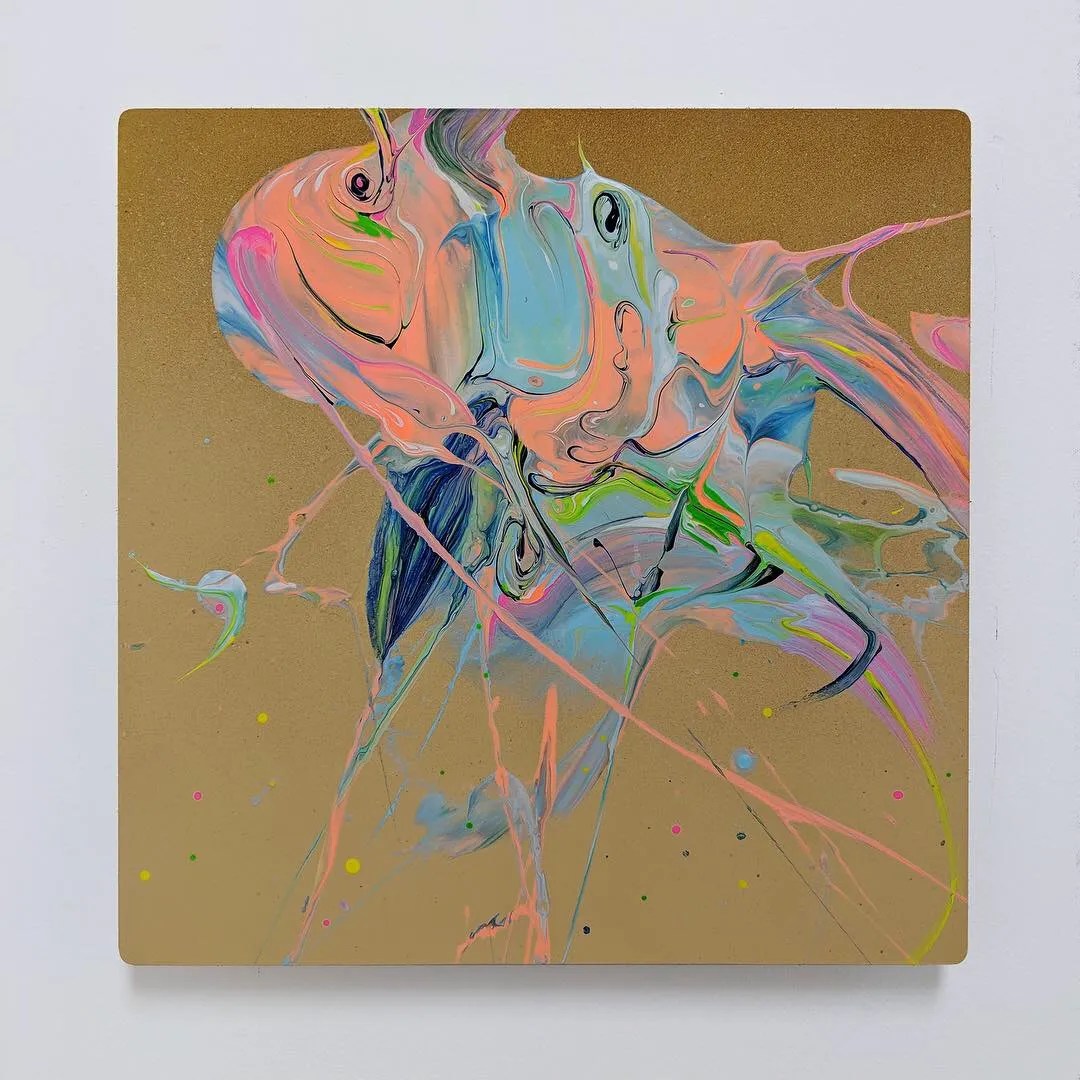 E Q U / U S, 2018 acrylic, spray paint aluminum 12x12"