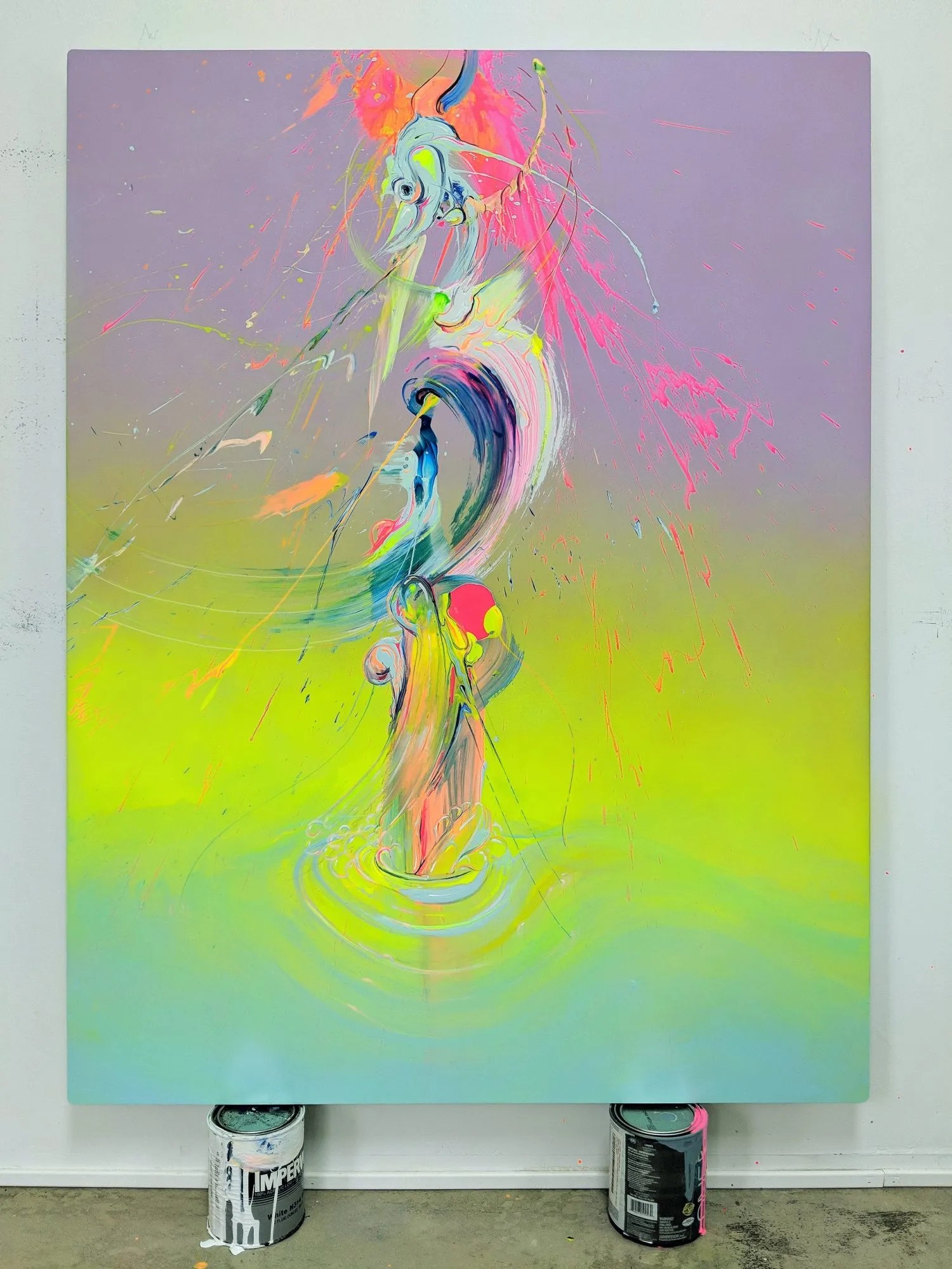 Kewl Aid )), 2018 acrylic, spray paint on aluminum 36x48"