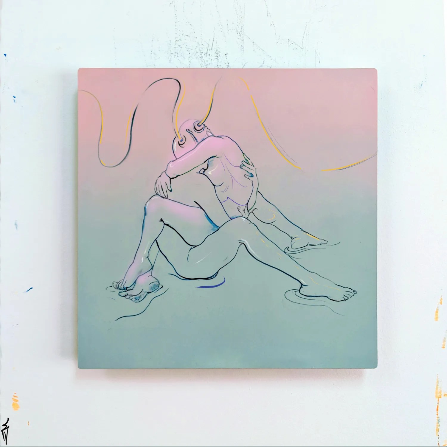 The Hook-Up, 2018 acrylic, spraypaint on aluminum 12x12"