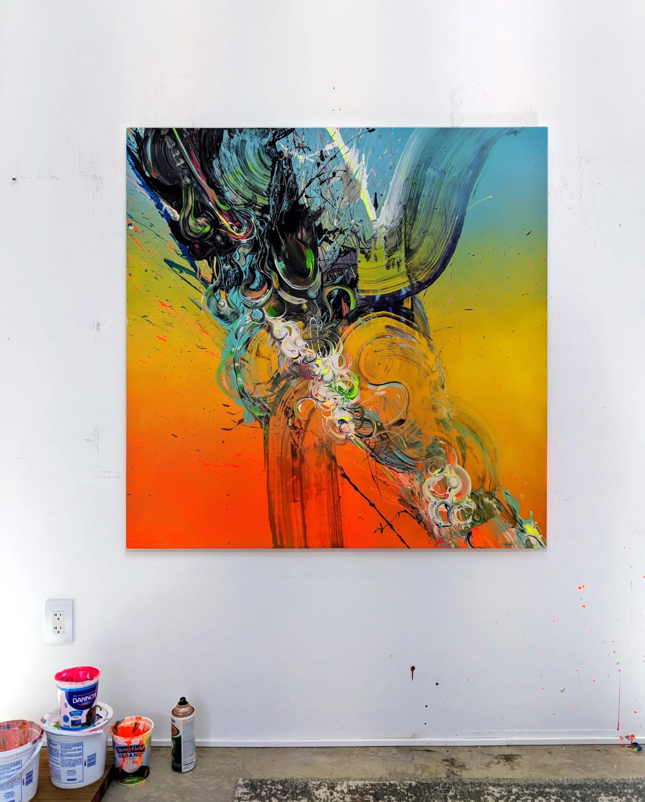 Trolllurker, 2018 acrylic, spray paint on aluminum 48x48"