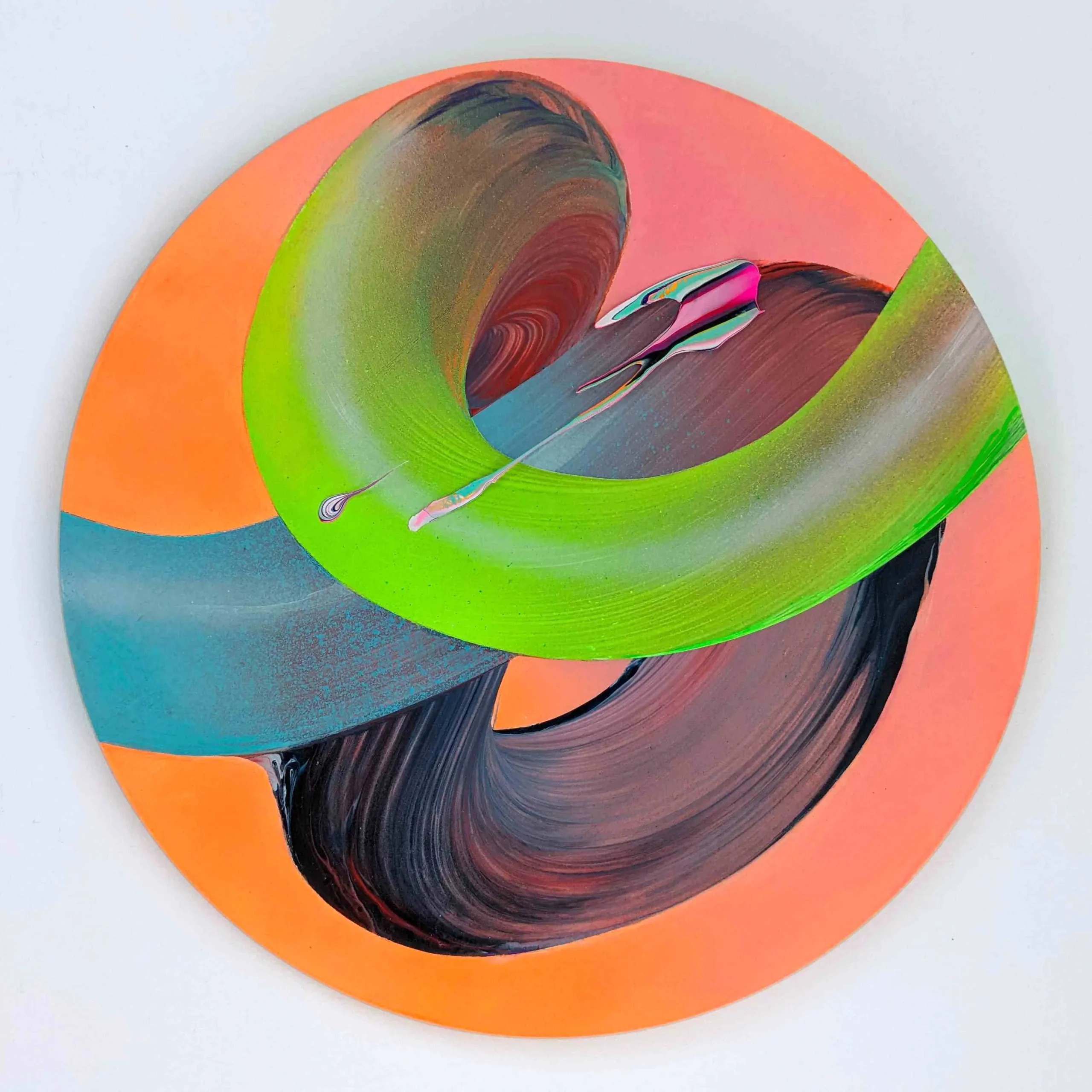 Lust Button, 2022 acrylic on wood panel 20" diameter