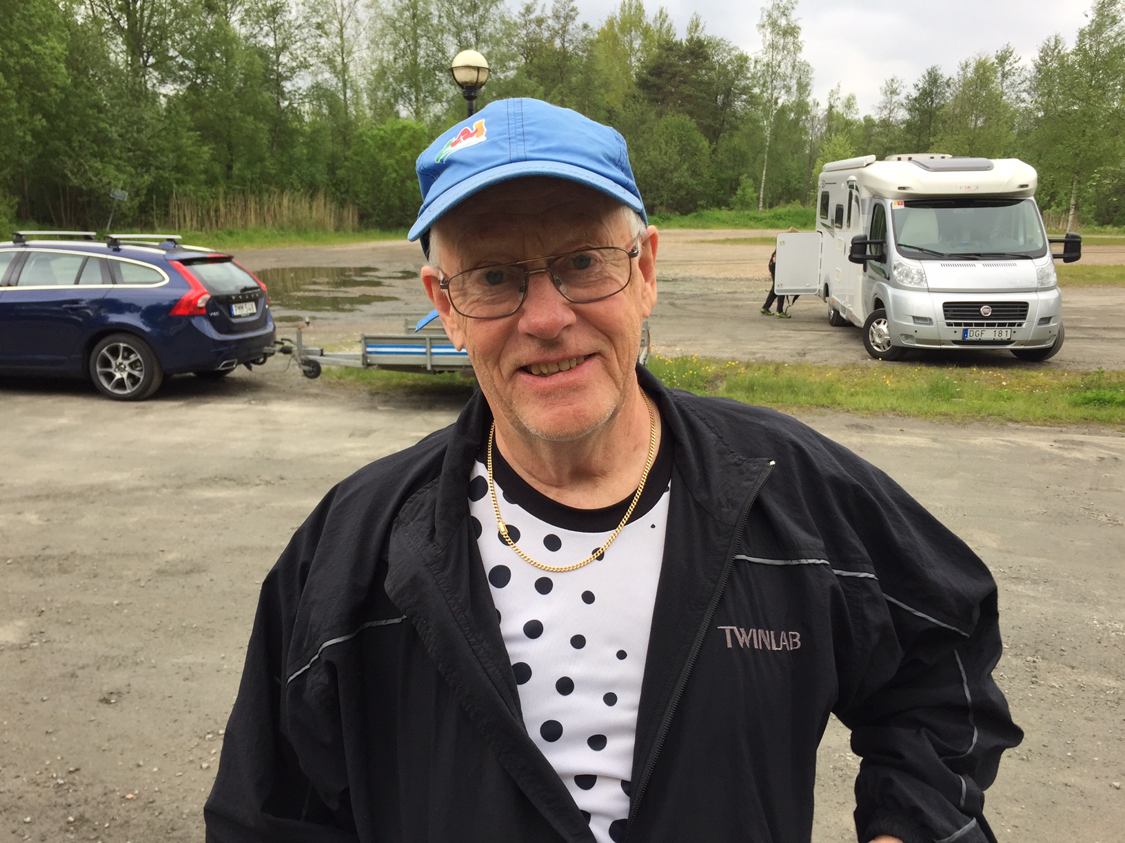 Martin Flintas var på plats dagen innan. Hans son som skulle kört med sin fru Eva Nyström kom dock aldrig till start.
