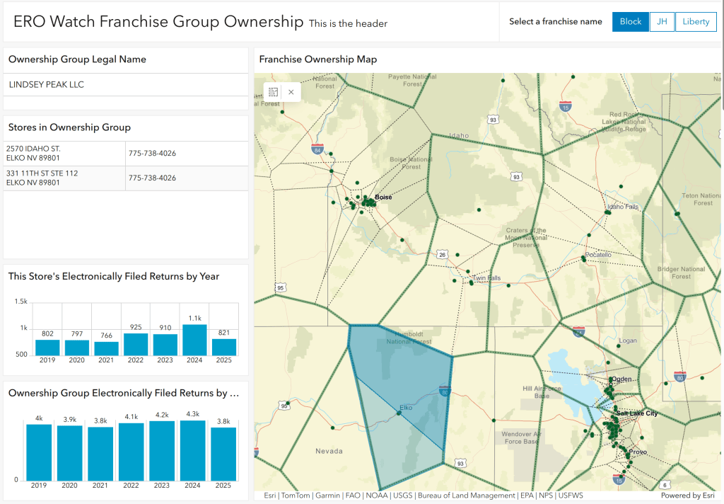 franchise ownership map graphs e-file volume