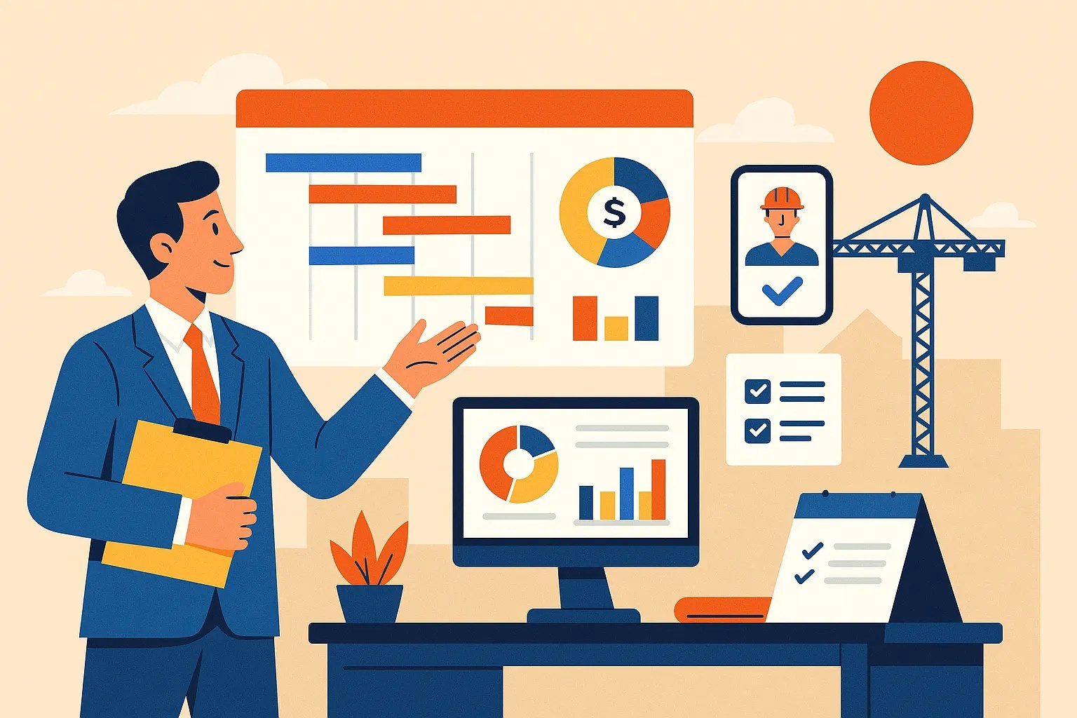 Project management ERP dashboard with scheduling, budgeting, and real-time updates