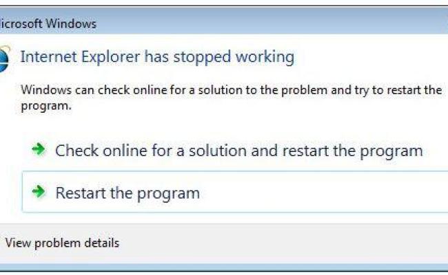 Check your console. Internet Explorer has stopped working. Internet Explorer прекращена работа программы. Has stopped working. Appcrash ошибка как исправить Windows 7.