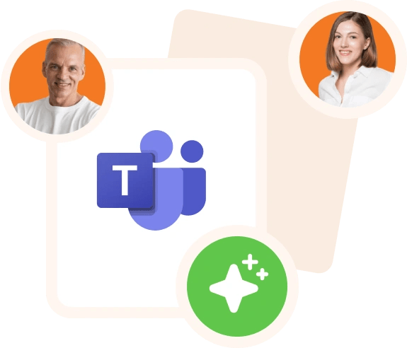 An illustration depicting documents and the Microsoft Teams logo