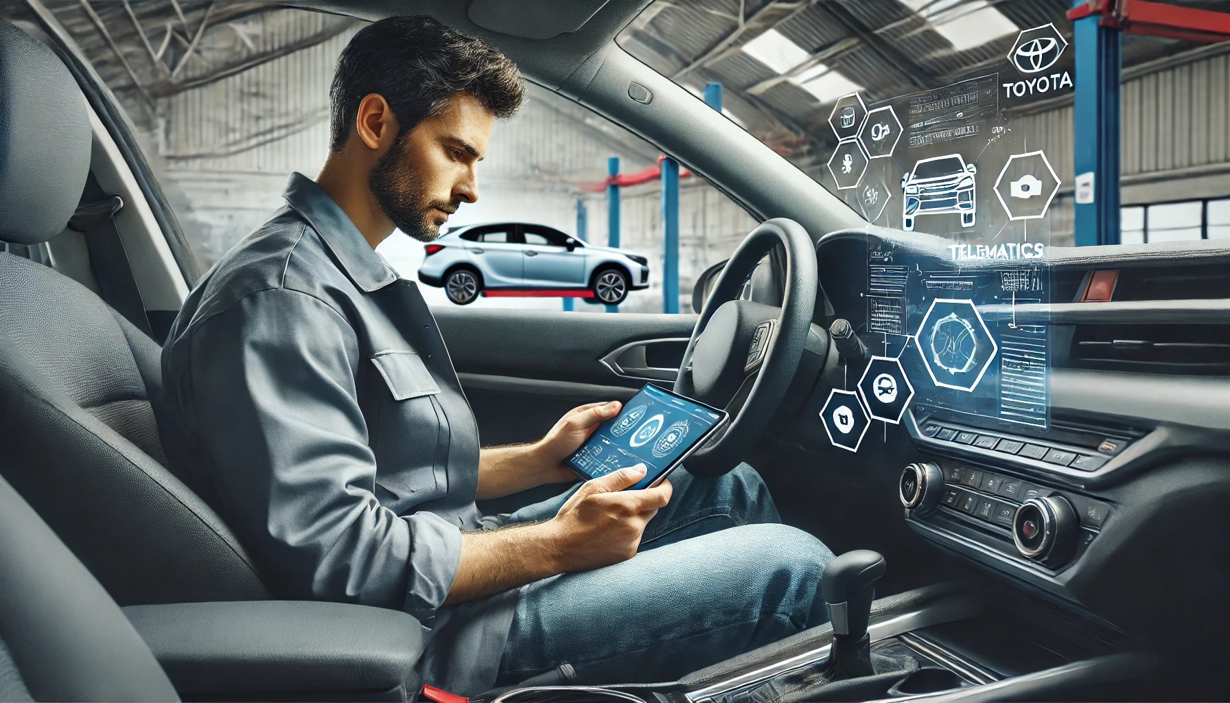 mechanic activating the telematics system