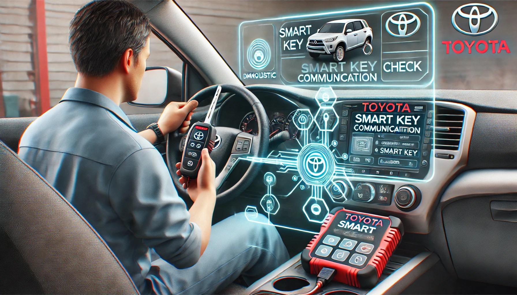 mechanic performing Toyota's Smart Key Communication Check