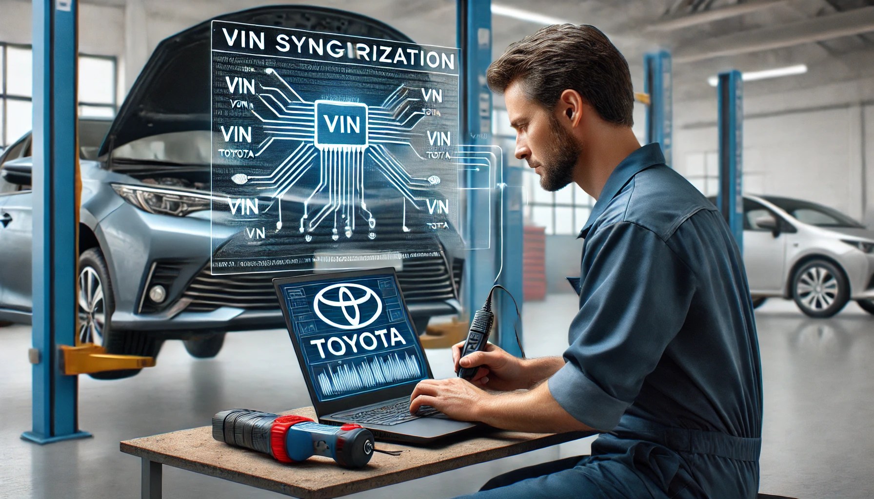 mechanic working on VIN synchronization