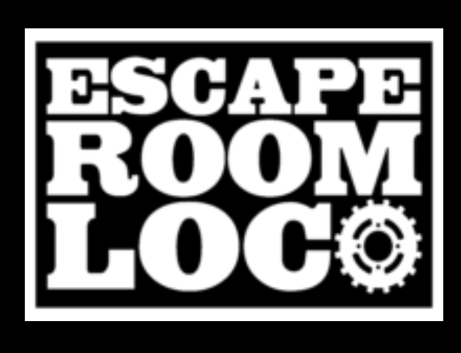 Black and white logo for "Escape Room Loco"
