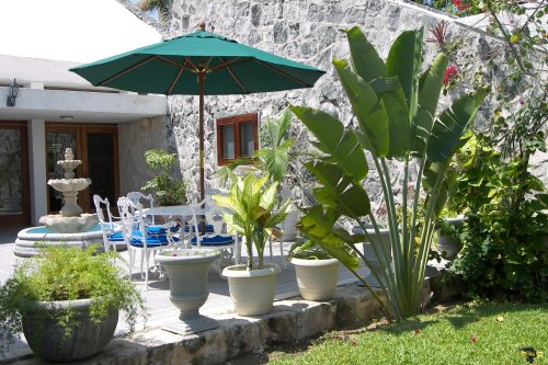 One of two patios to enjoy the plentiful sunshine