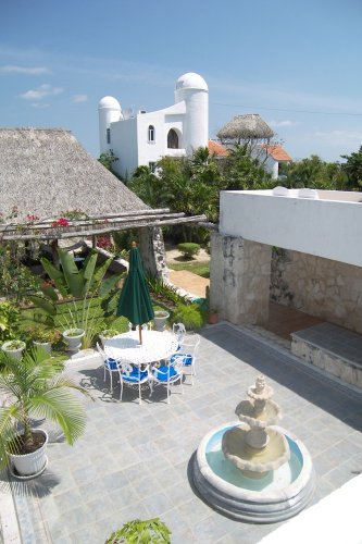 One of two patios in this house on the Yal Ku Lagoon