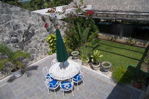 Cool and tranquil patio of this home for rent in Mexico