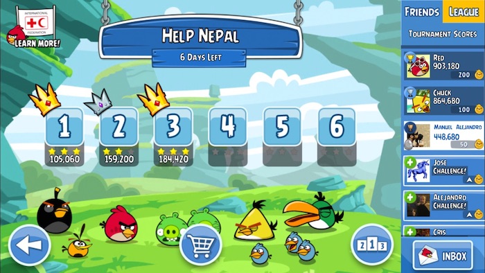 La ayuda a Nepal es la temática del torneo semanal de Angry Birds Friends