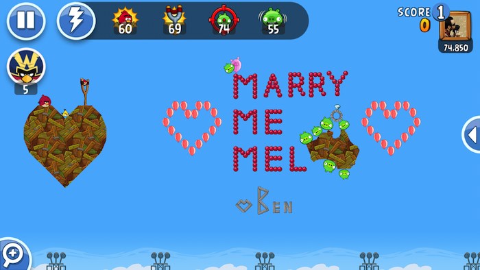 Cómo pedir matrimonio con Angry Birds Friends
