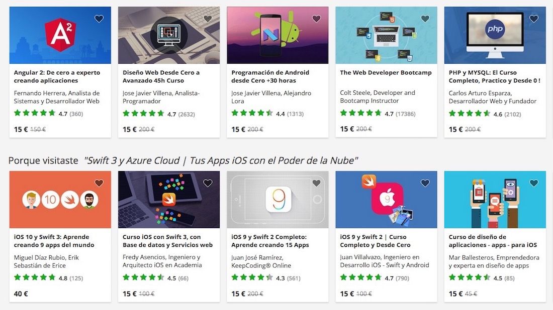 Cursos online en Udemy - crear aplicaciones iOS y Android