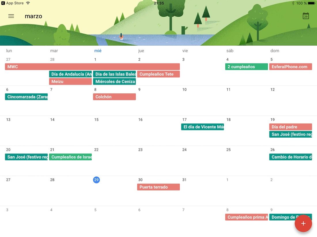 Google Calendar para iPad
