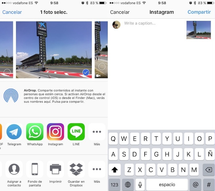 Instagram extensión iOS