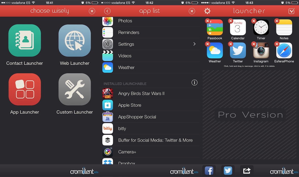 Launcher nos permite acceder a apps, contactos y webs desde el Centro de Notificaciones
