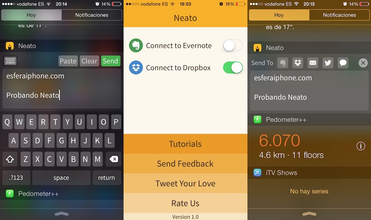 Neato, un widget para escribir notas rápidas desde en Centro de Notificaciones