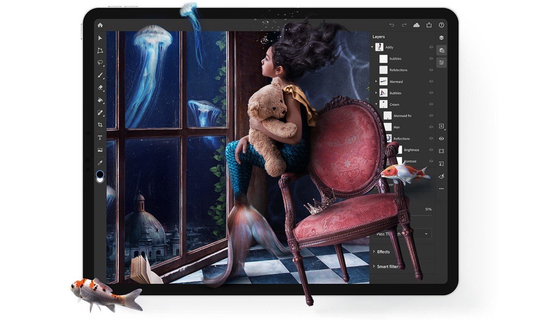 Captura de pantalla de la app Photoshop para iPad