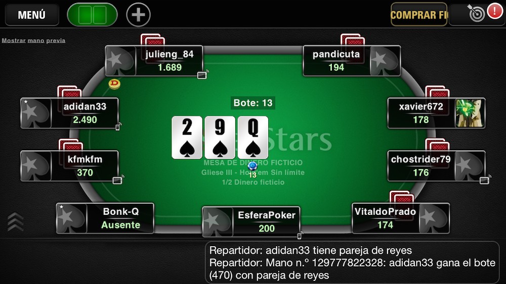 La app de PokerStars para iOS nos permite jugar al Poker con dinero real o ficticio