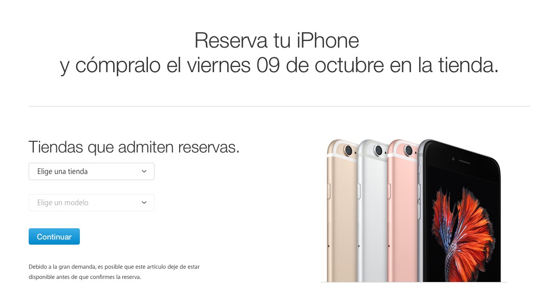 Ya se puede reservar el iPhone 6s y iPhone 6s plus para recogida en tienda