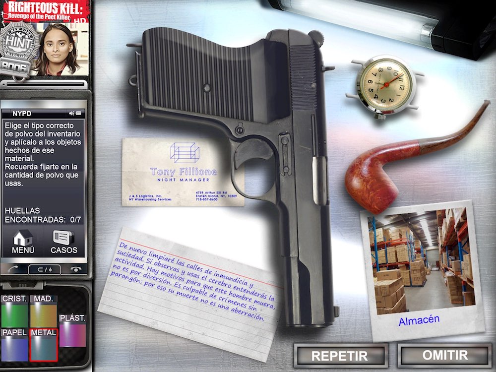 Righteous Kill 2 para iPhone y iPad gratis, investigación, asesinatos y objetos ocultos