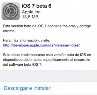 Apple lanza la beta 6 de iOS 7 para desarrolladores