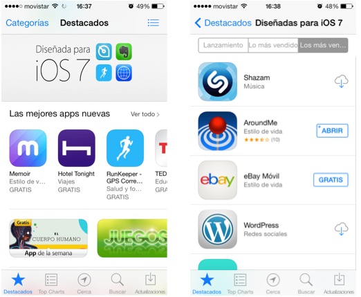 Nueva sección especial en la App Store para aplicaciones adaptadas a iOS 7