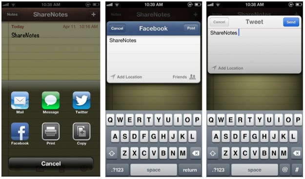 Comparte rápidamente las notas de tu terminal iOS con Facebook y Twitter gracias a ShareNotes (Cydia)