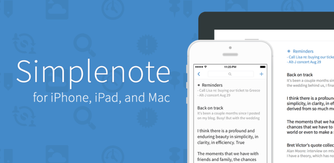 Simplenote, un sencillo gestor de notas compartidas para ordenadores, iPhone y iPad