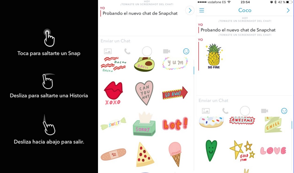 Snapchat añade mejoras al chat y a las historias