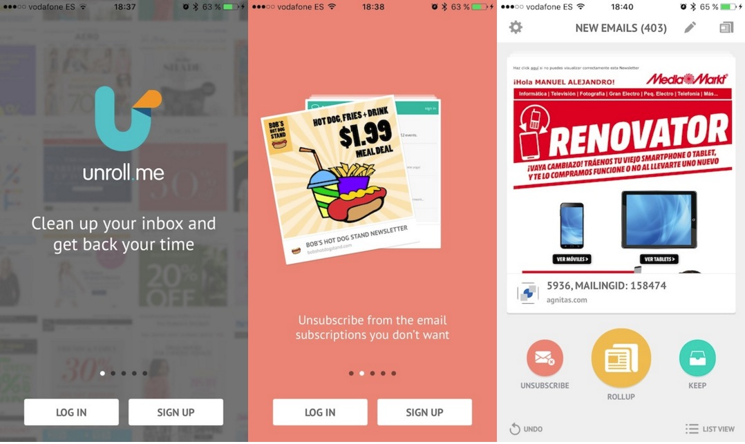 Unroll.Me ya dispone de app para iPhone y iPod Touch