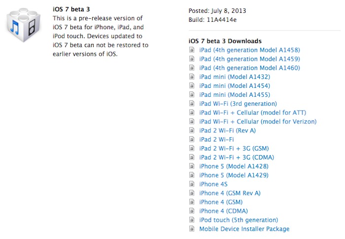 La tercera beta de iOS 7 ya está disponible