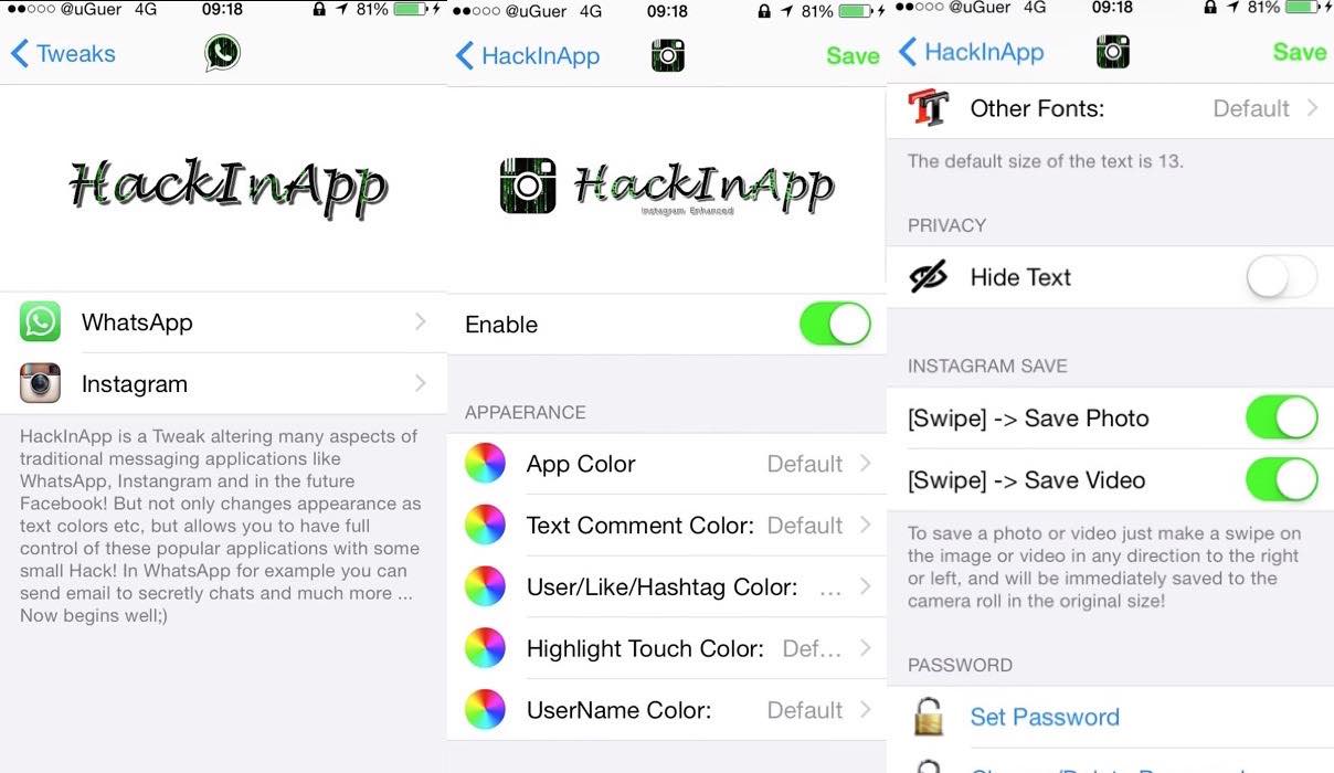 Personaliza al máximo WhatsApp e Instagram con HackInApp
