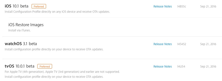 iOS 10.1 betas