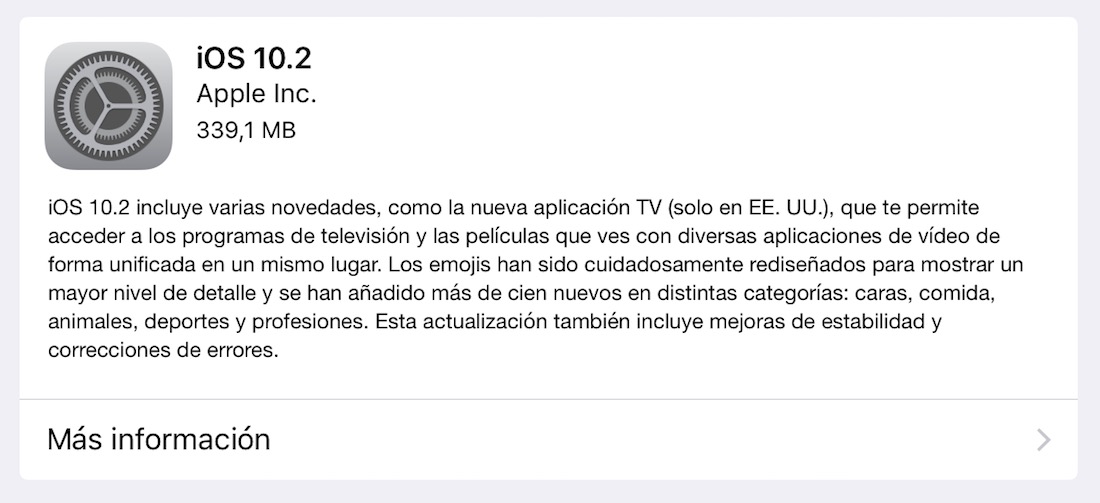 iOS 10.2 iPhone, iPod Touch, iPad