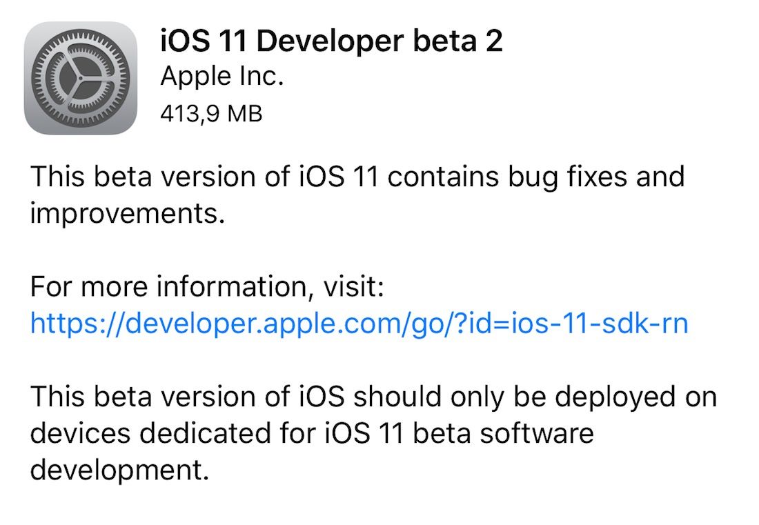 iOS 11 beta 2 iPhone