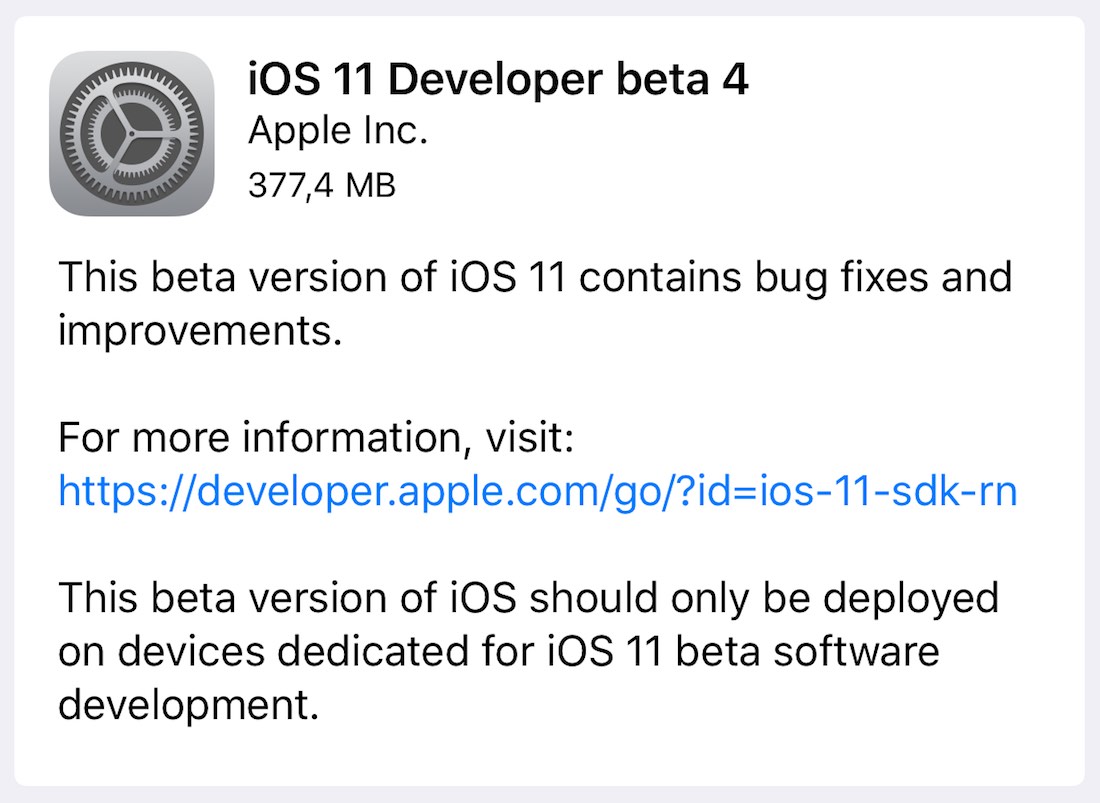 iOS 11 beta 4