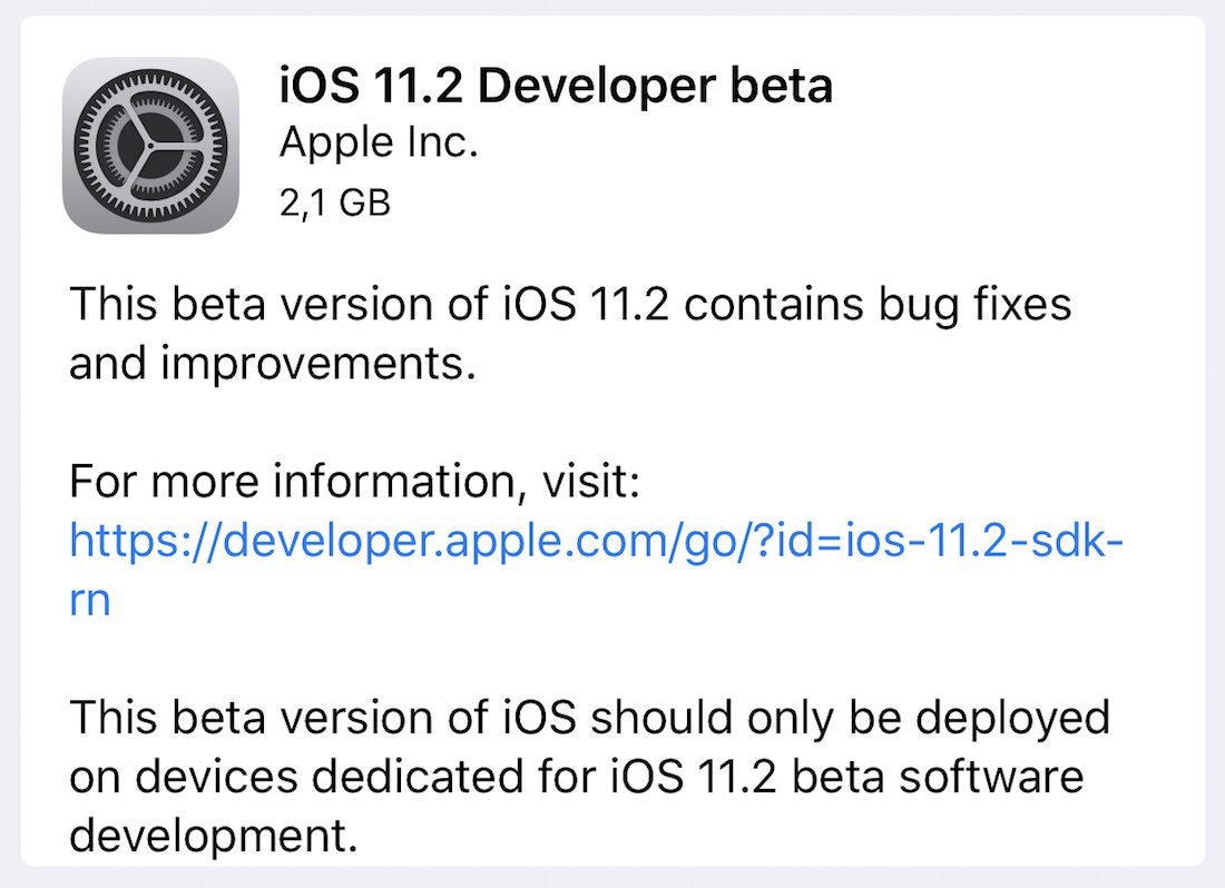 iOS 11.2 beta 1