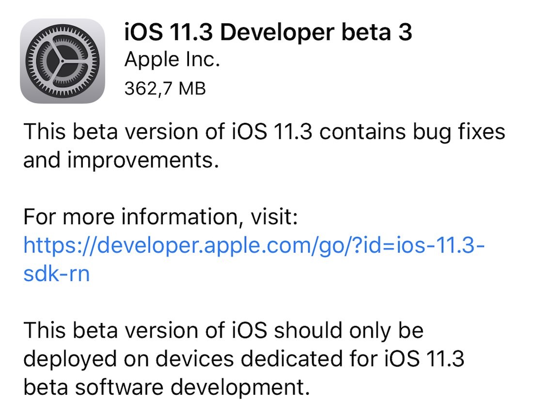 iOS 11.3 beta 3
