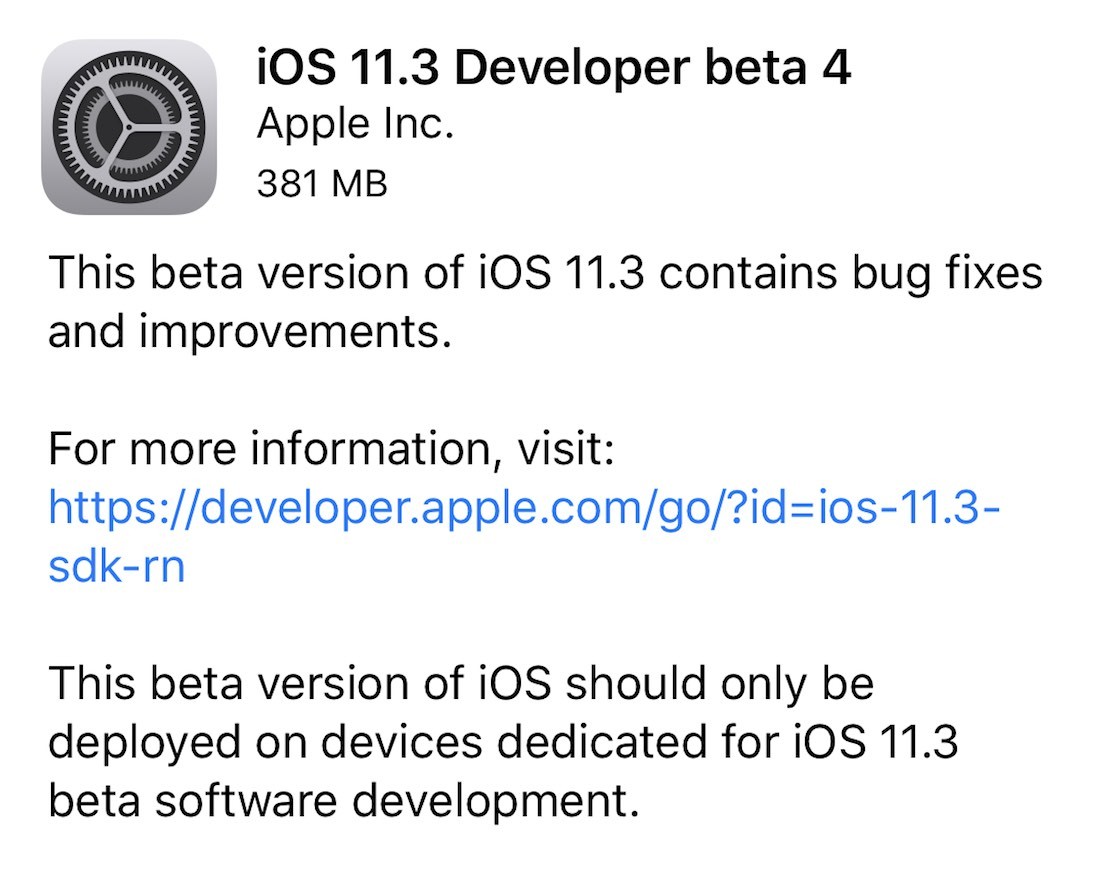 iOS 11.3 beta 4