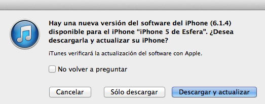 El iPhone 5 actualiza su versión de iOS a la 6.1.4