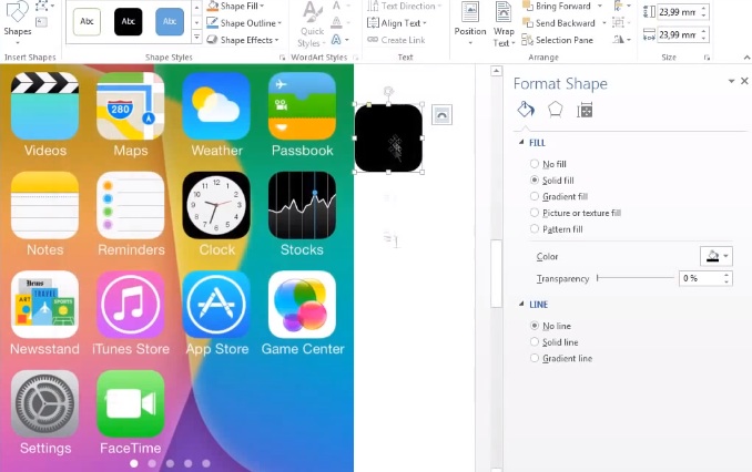 Recreando la pantalla de inicio de iOS 7 con Word