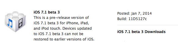 La tercera beta de iOS 7.1 ya está disponible para todos los desarrolladores