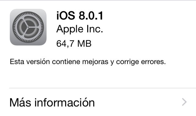 iOS 8.0.1 ya [no] está disponible, pero con problemas de Touch ID y servicios de red