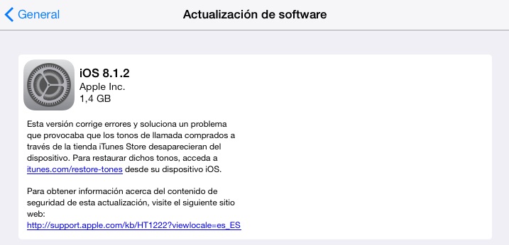 iOS 8.1.2 ya está disponible