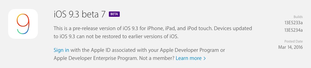 Apple lanza iOS 9.3 beta 7 a menos de una semana de la supuesta salida oficial