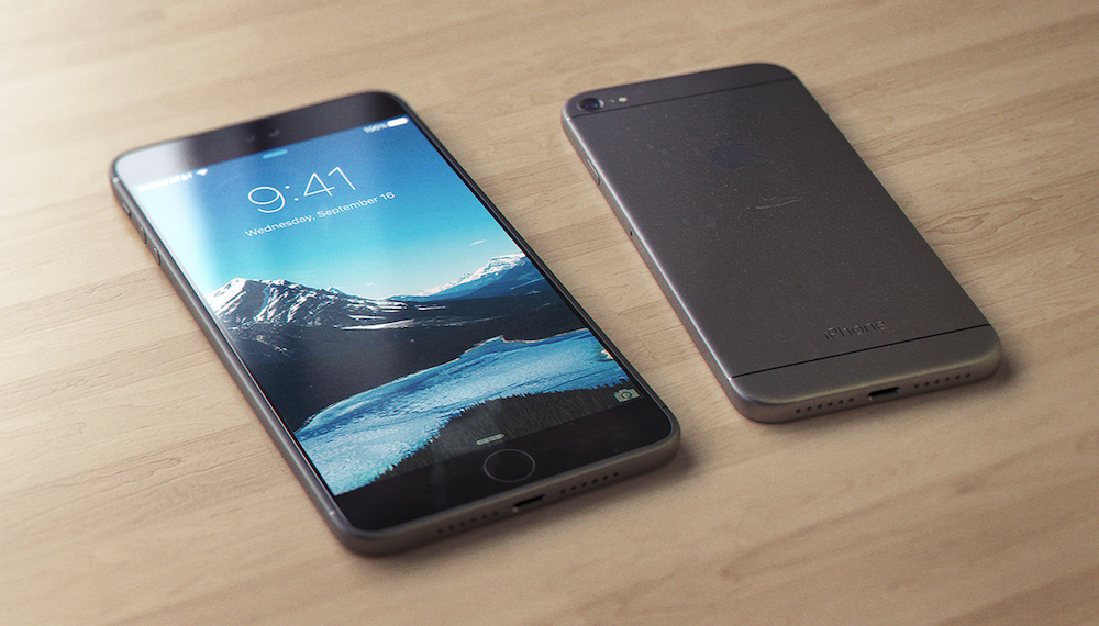 Concepto de iPhone 7 más fino, con carga inalámbrica y AirPods Bluetooth